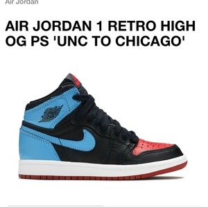 BOYS AIR JORDAN 1 RETRO HIGH OG PS UNC TO CHICAGO